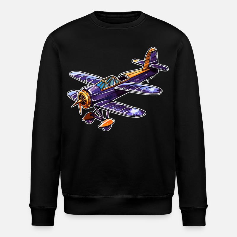Propeller Plane Comic Look - Stanley/Stella ROLLER Unisex Organic Sweatshirt - black