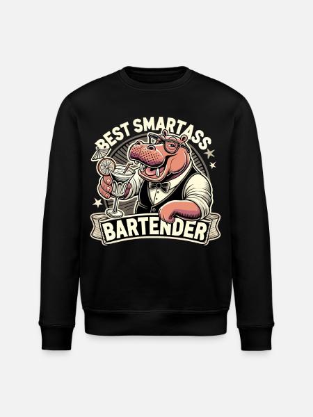 Bartender Barman Hippopotamus Hippopotamus Gift - Stanley/Stella ROLLER Unisex Organic Sweatshirt - black