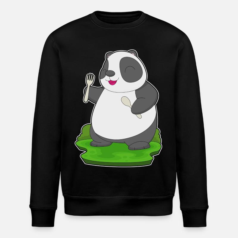 Panda Besteck Kochen Küche - Stanley/Stella Unisex Bio-Sweatshirt ROLLER - Schwarz