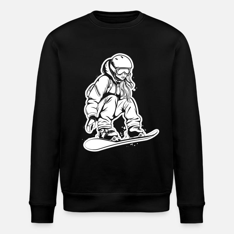 Dessin d’une snowboardeuse - Sweat bio ROLLER Stanley/Stella Unisexe - noir