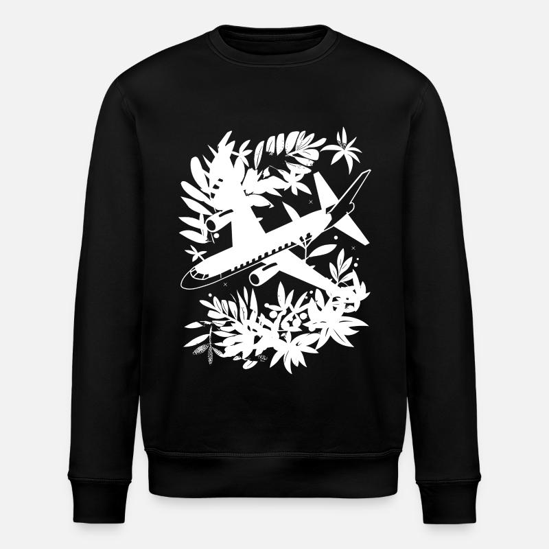 Airplane Comic Style - Stanley/Stella ROLLER Unisex Organic Sweatshirt - black