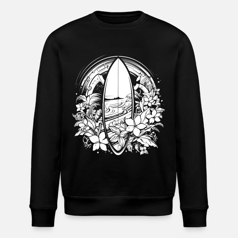 Surfboard Comic Style - Stanley/Stella ROLLER Unisex Organic Sweatshirt - black