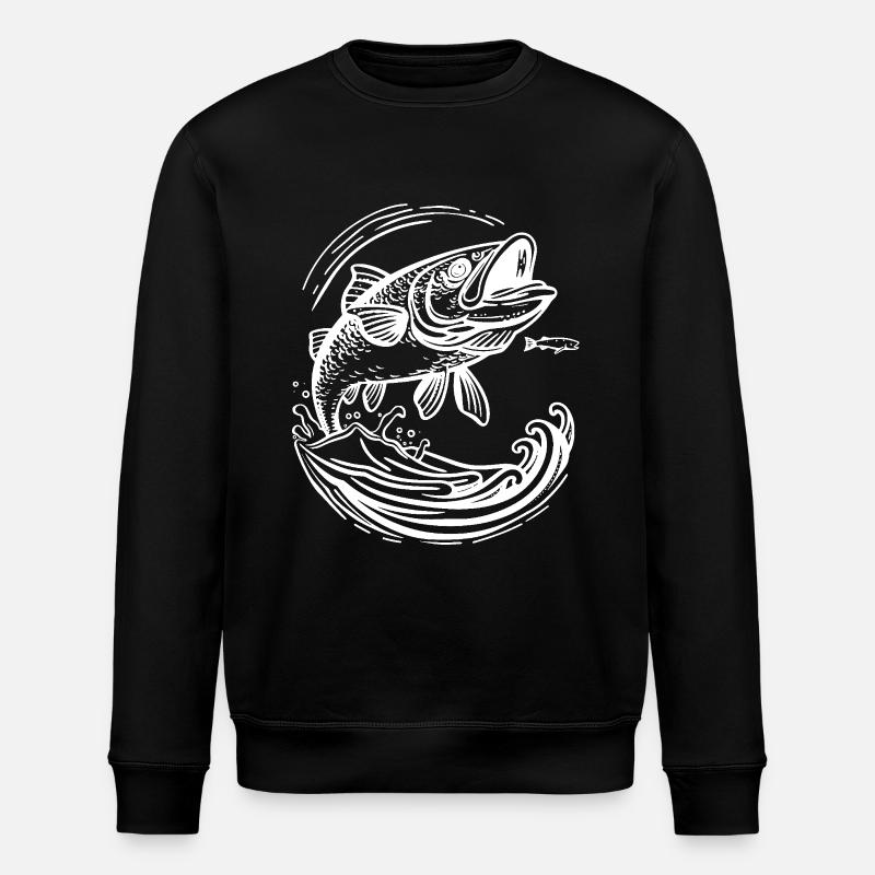 Fischen Cartoon Stil - Stanley/Stella Unisex Bio-Sweatshirt ROLLER - Schwarz