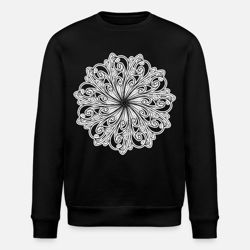 Schwarz-weißes Blumenmuster - Stanley/Stella Unisex Bio-Sweatshirt ROLLER - Schwarz