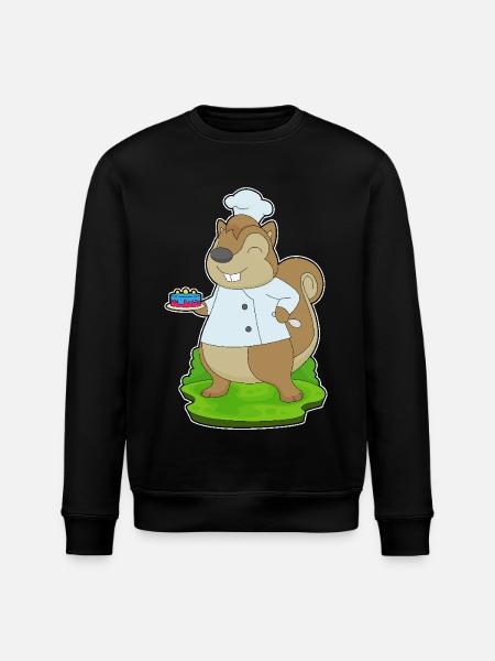 Squirrel Birthday Cake - Stanley/Stella ROLLER Unisex Organic Sweatshirt - black