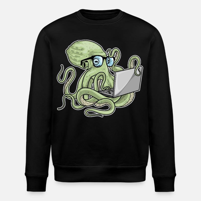 Octopus Laptop - Stanley/Stella ROLLER Unisex Organic Sweatshirt - black
