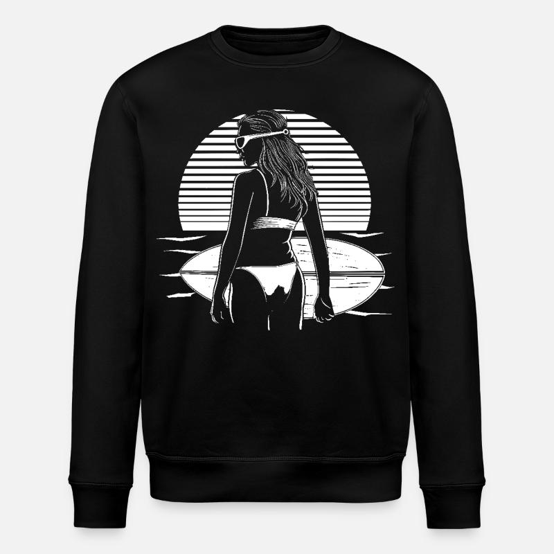 Female surfer - Stanley/Stella ROLLER Unisex Organic Sweatshirt - black