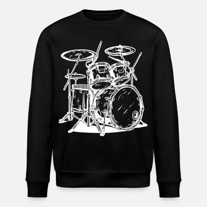 Drumkit Line Art - Stanley/Stella Unisex Bio-Sweatshirt ROLLER - Schwarz