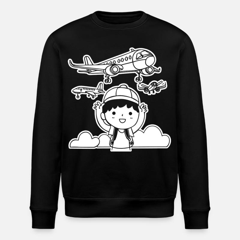 Lustige Flugzeuge - Stanley/Stella Unisex Bio-Sweatshirt ROLLER - Schwarz