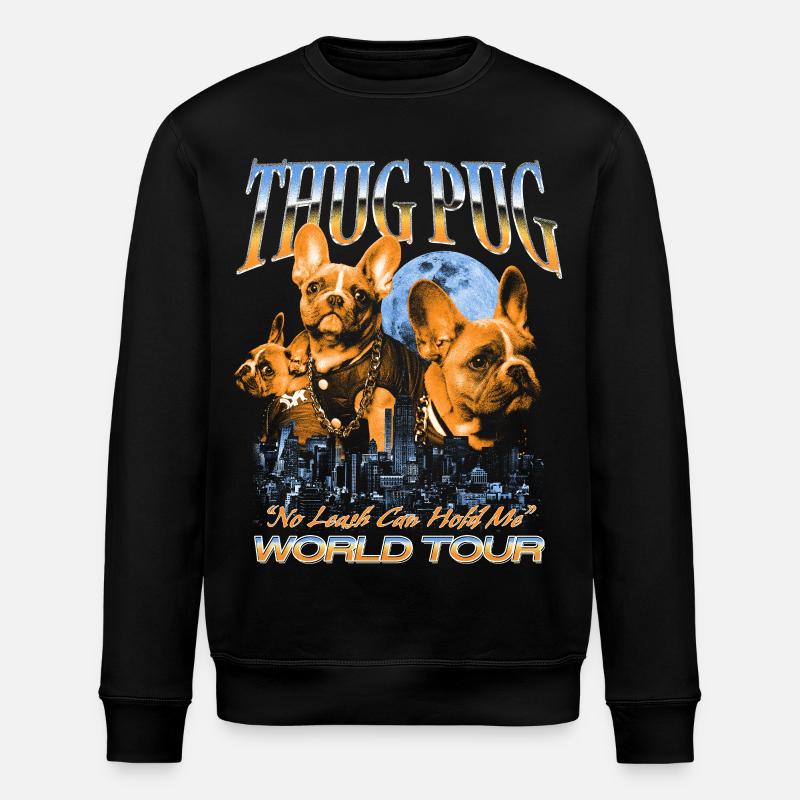 Thug Pug – World Tour - Stanley/Stella Unisex Bio-Sweatshirt ROLLER - Schwarz