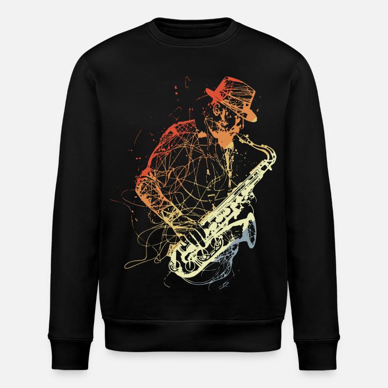 Dessin de saxophone rétro - Sweat bio ROLLER Stanley/Stella Unisexe - noir