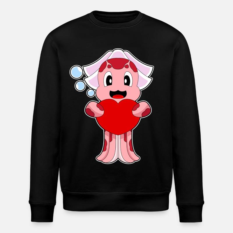 Krake Braut Herz Hochzeit - Stanley/Stella Unisex Bio-Sweatshirt ROLLER - Schwarz