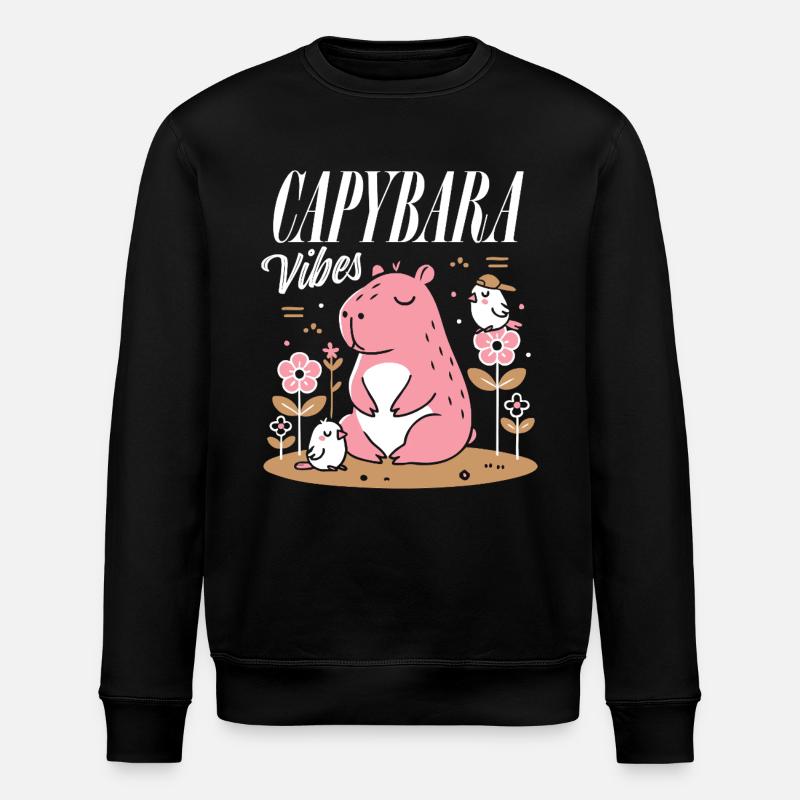 Relaxed Capybara Vibes - Stanley/Stella ROLLER Unisex Organic Sweatshirt - black