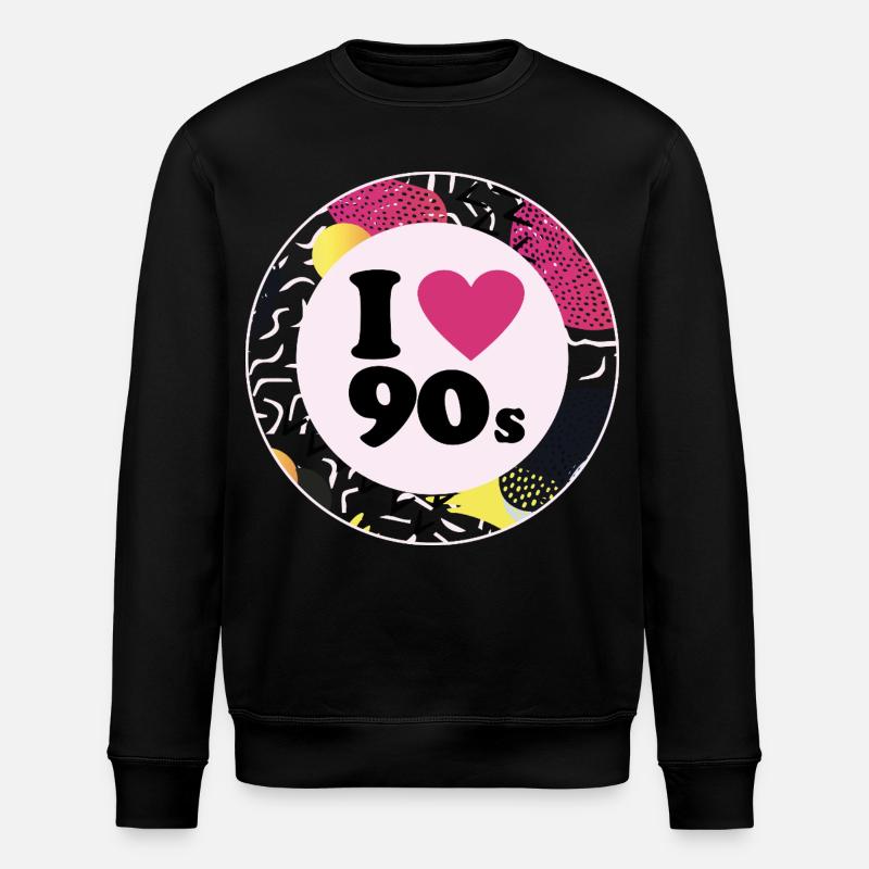 I ♥ 90s – Nostalgisches Retro-Design - Stanley/Stella Unisex Bio-Sweatshirt ROLLER - Schwarz