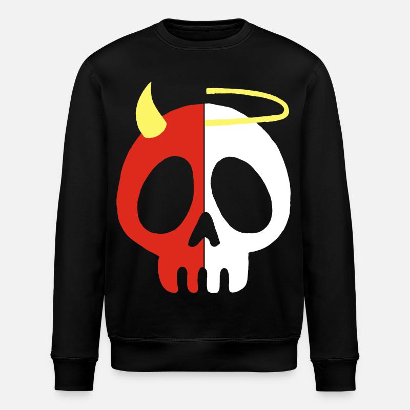 Engel und Dämon Schädel - Stanley/Stella Unisex Bio-Sweatshirt ROLLER - Schwarz