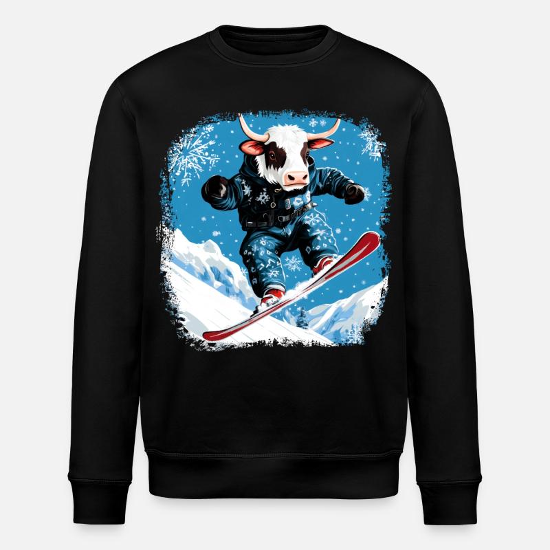 Snowboard cows - Stanley/Stella ROLLER Unisex Organic Sweatshirt - black