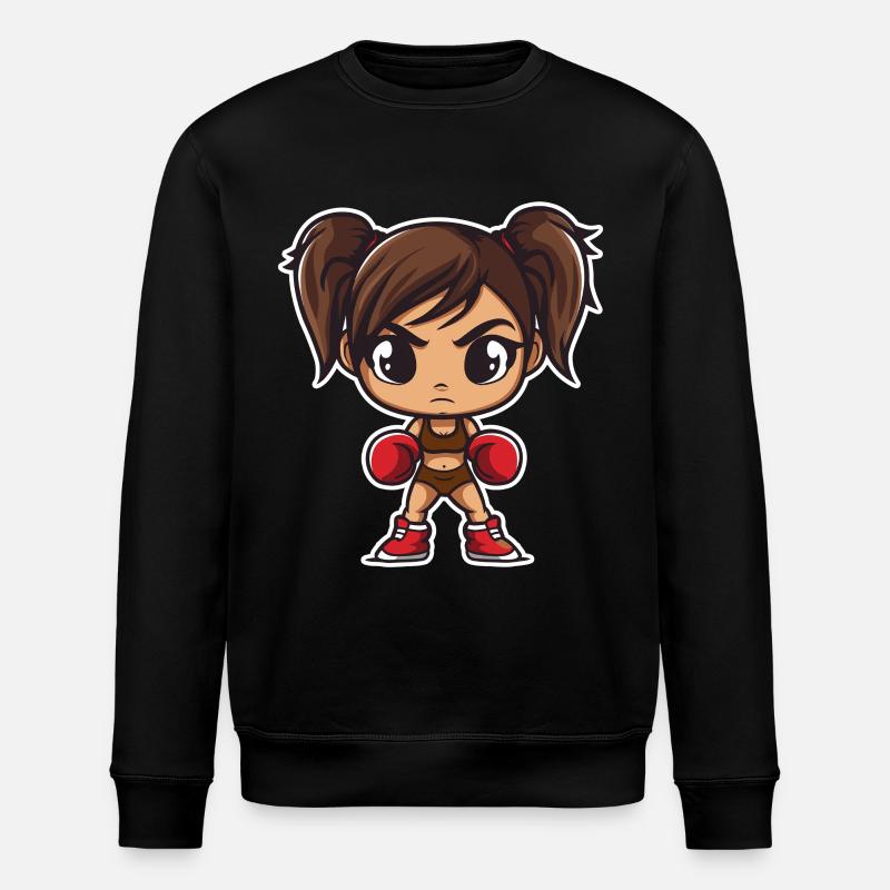 Dessin animé de boxe fille - Sweat bio ROLLER Stanley/Stella Unisexe - noir