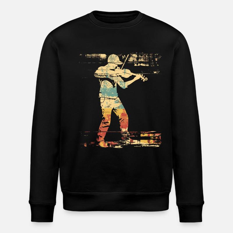 Violin Comic Style - Stanley/Stella ROLLER Unisex Organic Sweatshirt - black