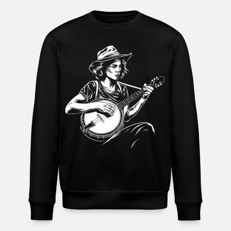 Banjo Player Sketch - Stanley/Stella ROLLER Unisex Organic Sweatshirt - black