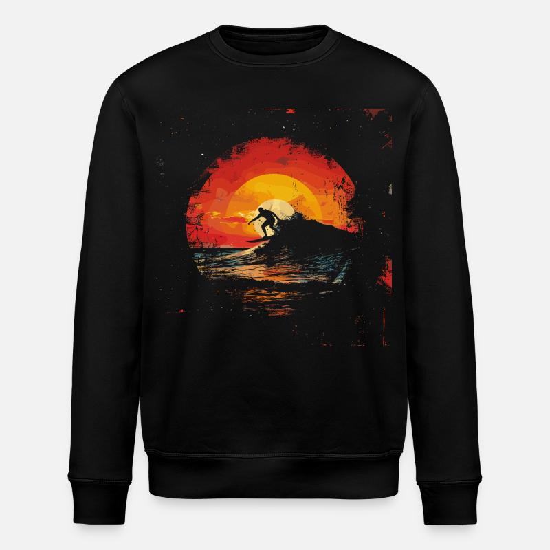 Surfer Sonnenuntergang - Stanley/Stella Unisex Bio-Sweatshirt ROLLER - Schwarz