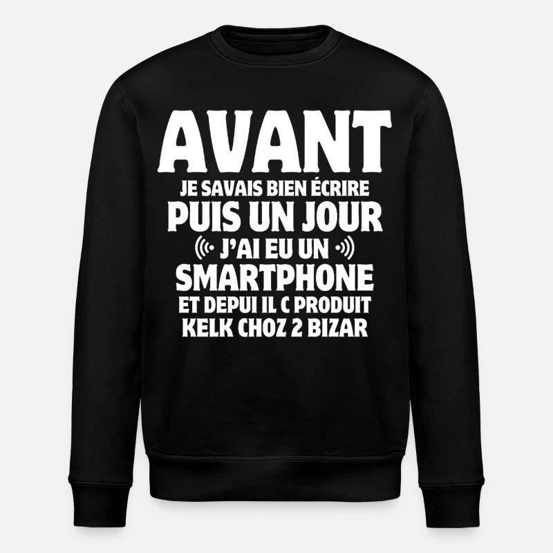 téléphone, sms, téléphone portable - Sweat bio ROLLER Stanley/Stella Unisexe - noir