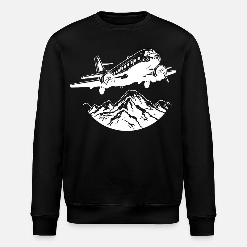 Flugzeug Zeichnung - Stanley/Stella Unisex Bio-Sweatshirt ROLLER - Schwarz
