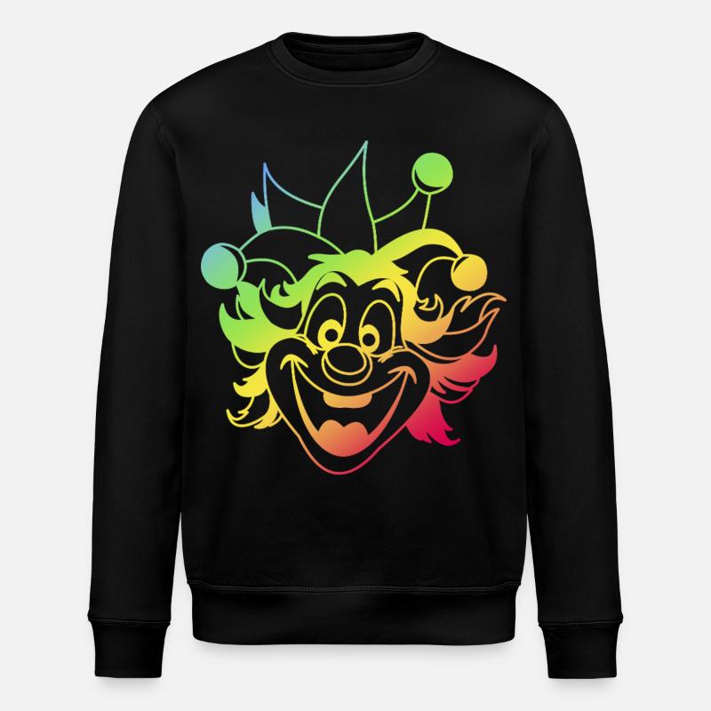 Rainbow Jester Smile Clown Kasper Fasching - Stanley/Stella Unisex Bio-Sweatshirt ROLLER - Schwarz