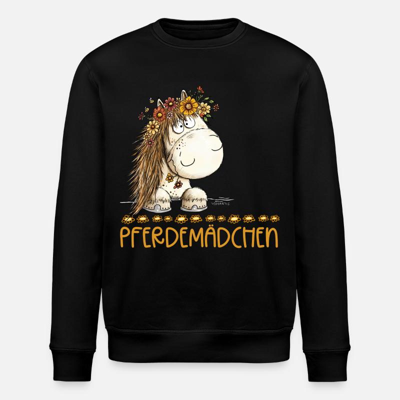 Pferdemädchen Spruch Mit Süßem Pferd - Stanley/Stella Unisex Bio-Sweatshirt ROLLER - Schwarz