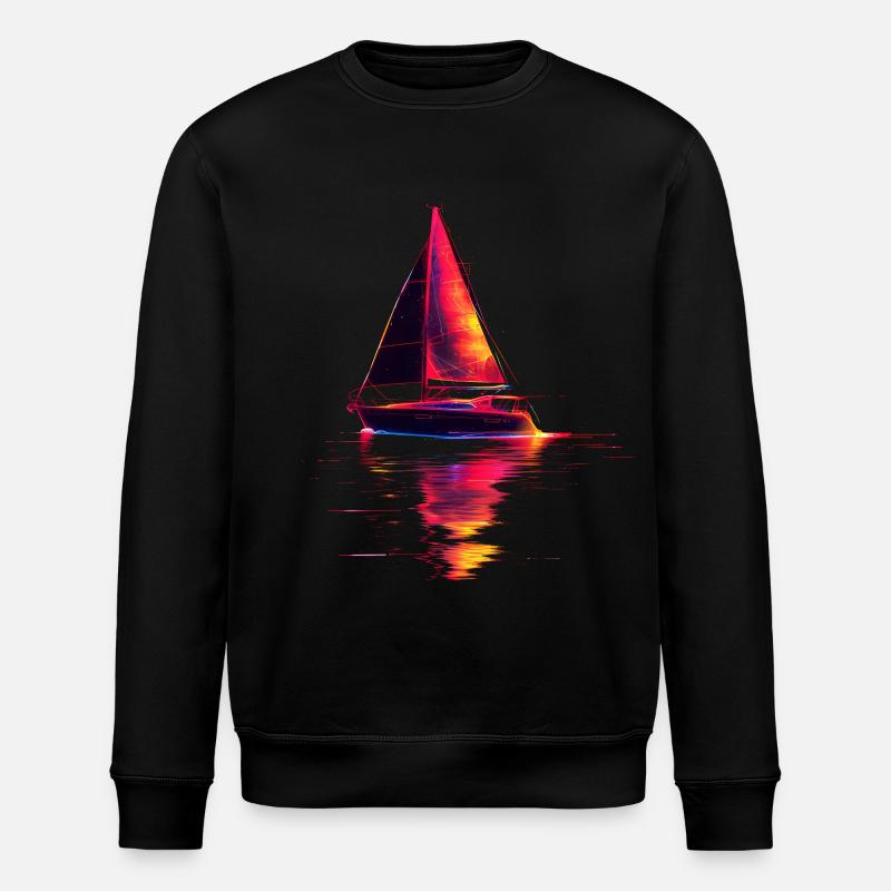 Sailing ship Retrowave - Stanley/Stella ROLLER Unisex Organic Sweatshirt - black