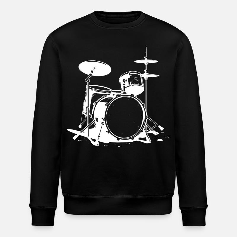 Drum Set Drawing - Stanley/Stella ROLLER Unisex Organic Sweatshirt - black