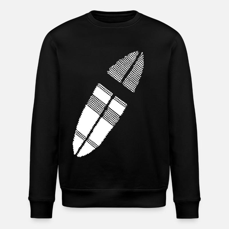 Surfboard Pixel Graphic - Stanley/Stella ROLLER Unisex Organic Sweatshirt - black