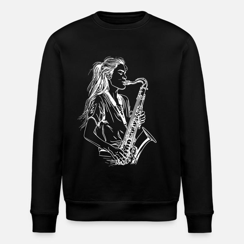 Weiblicher Saxophonist - Stanley/Stella Unisex Bio-Sweatshirt ROLLER - Schwarz