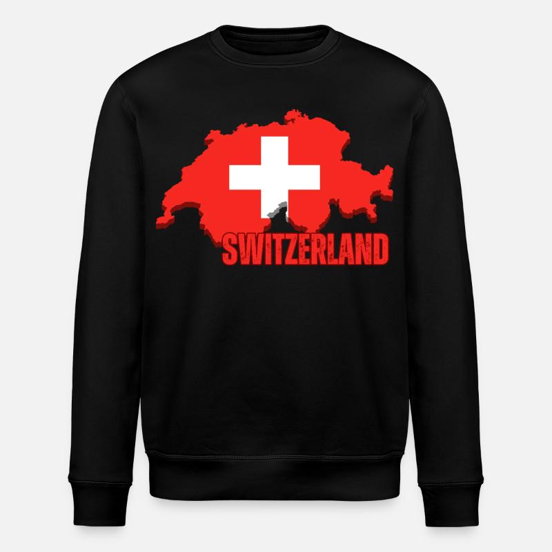 Schweizer Stolz, Flagge der Schweiz - Stanley/Stella Unisex Bio-Sweatshirt ROLLER - Schwarz