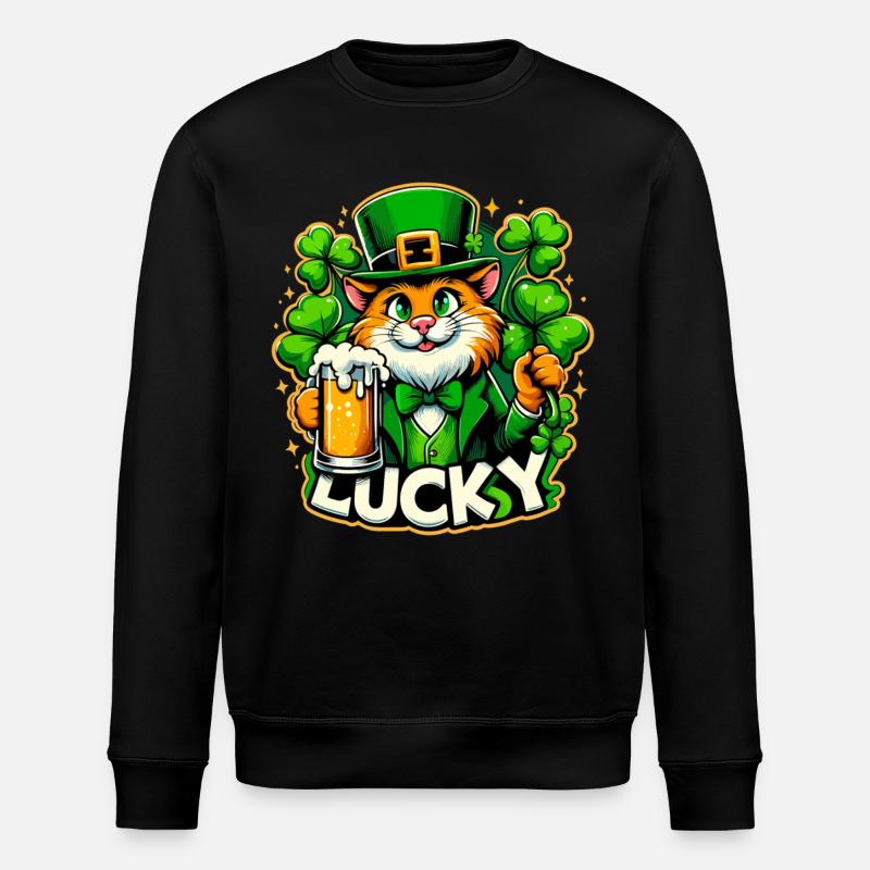 Saint-Patrick Leprechaun Cat Happy - Sweat bio ROLLER Stanley/Stella Unisexe - noir