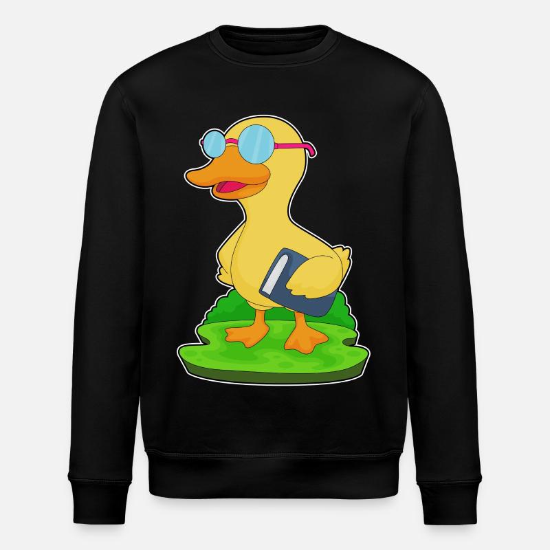 Duck Nerd Book Glasses - Stanley/Stella ROLLER Unisex Organic Sweatshirt - black
