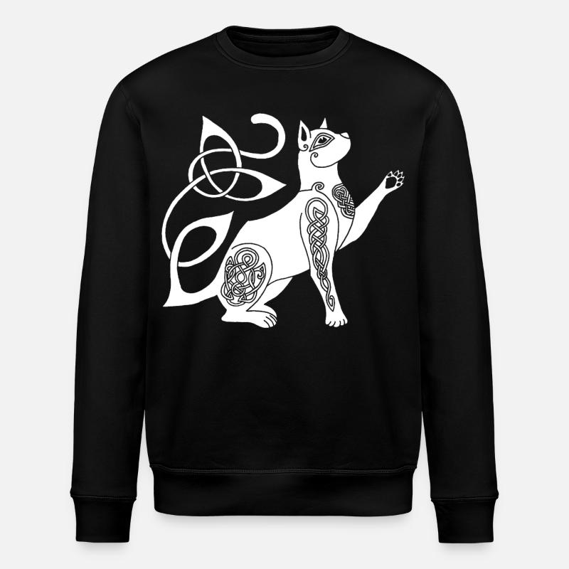 Chat blanc celte - Sweat bio ROLLER Stanley/Stella Unisexe - noir