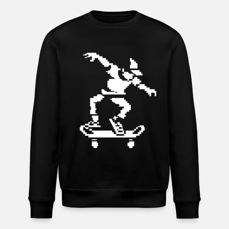 Skateboarder Pixel Graphic - Stanley/Stella ROLLER Unisex Organic Sweatshirt - black