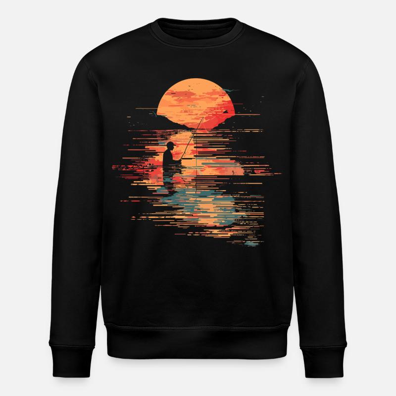 Fischerei Illustration - Stanley/Stella Unisex Bio-Sweatshirt ROLLER - Schwarz