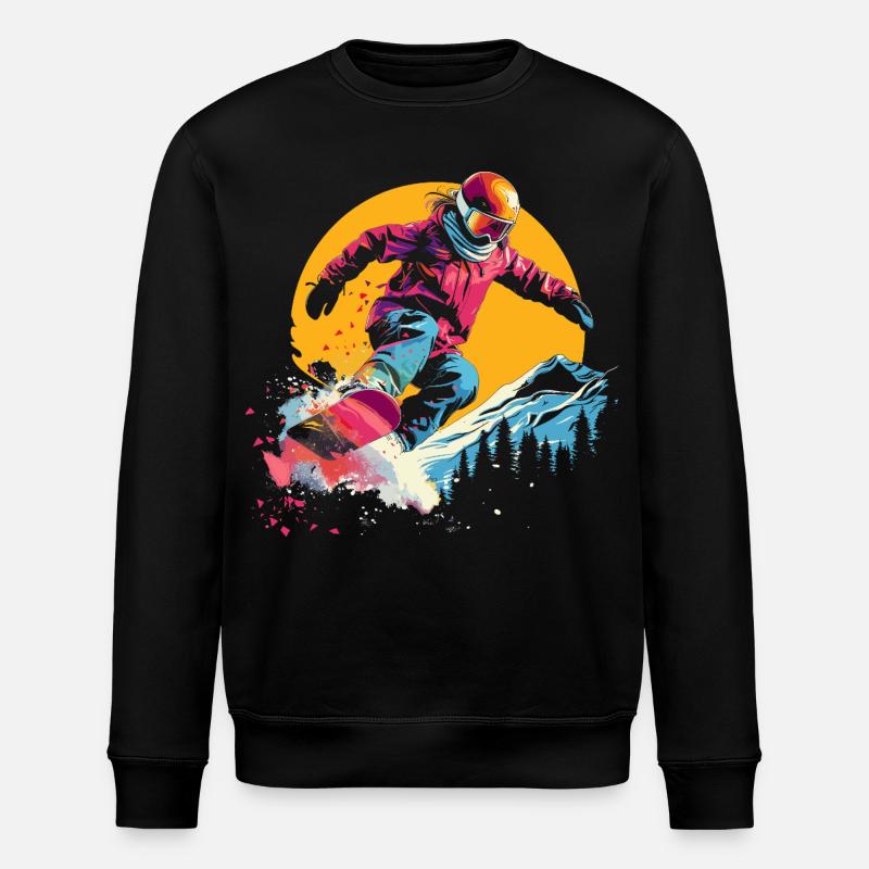 Snowboarder Synthwave - Stanley/Stella ROLLER Unisex Organic Sweatshirt - black