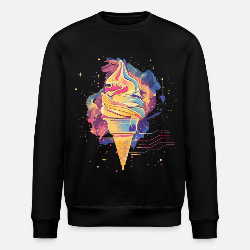 Crème glacée Vaporwave - Sweat bio ROLLER Stanley/Stella Unisexe - noir