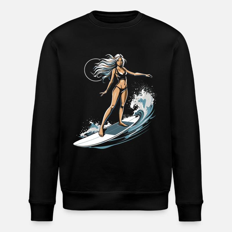 Graphique de surfeuse - Sweat bio ROLLER Stanley/Stella Unisexe - noir
