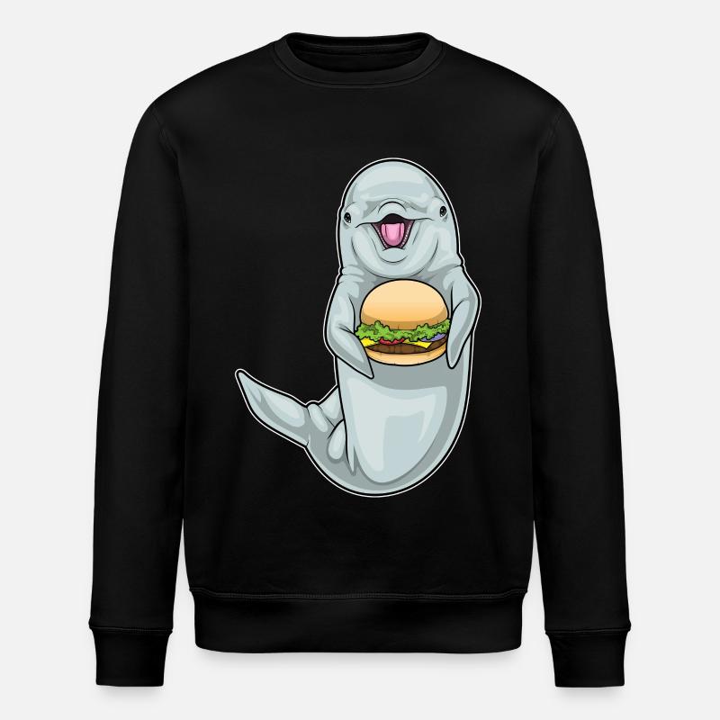 Dolphin Cheeseburger - Stanley/Stella ROLLER Unisex Organic Sweatshirt - black