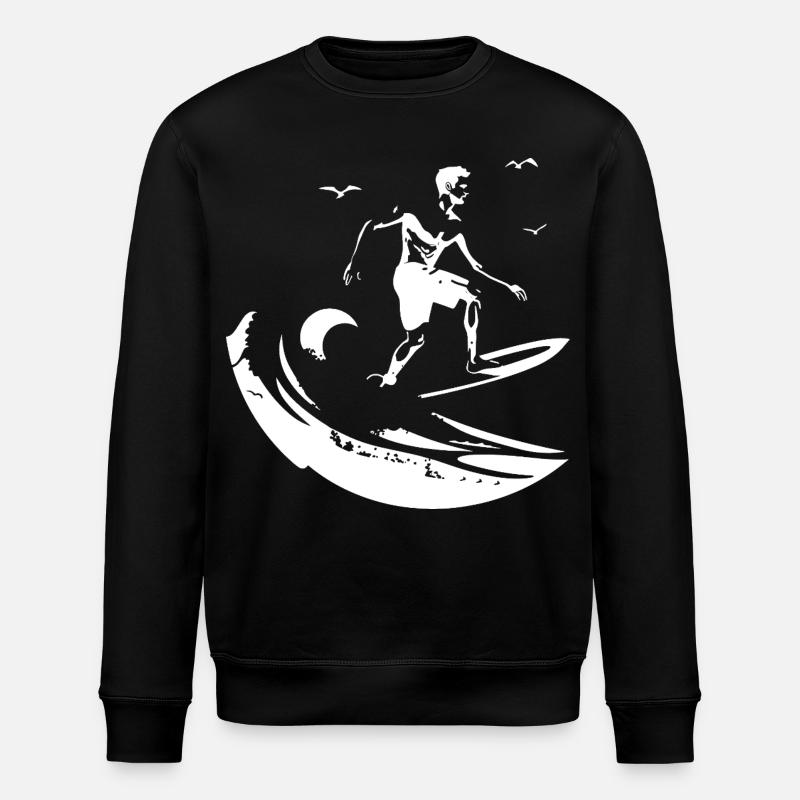Surfing Drawing - Stanley/Stella ROLLER Unisex Organic Sweatshirt - black