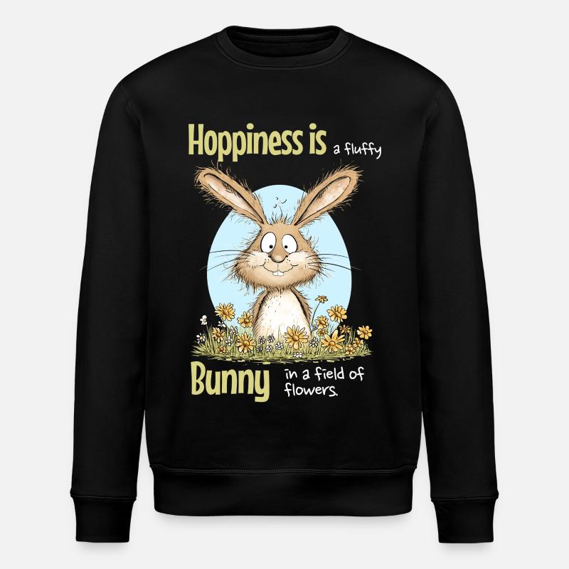Bunny Easter Motif Saying Spring - Stanley/Stella ROLLER Unisex Organic Sweatshirt - black