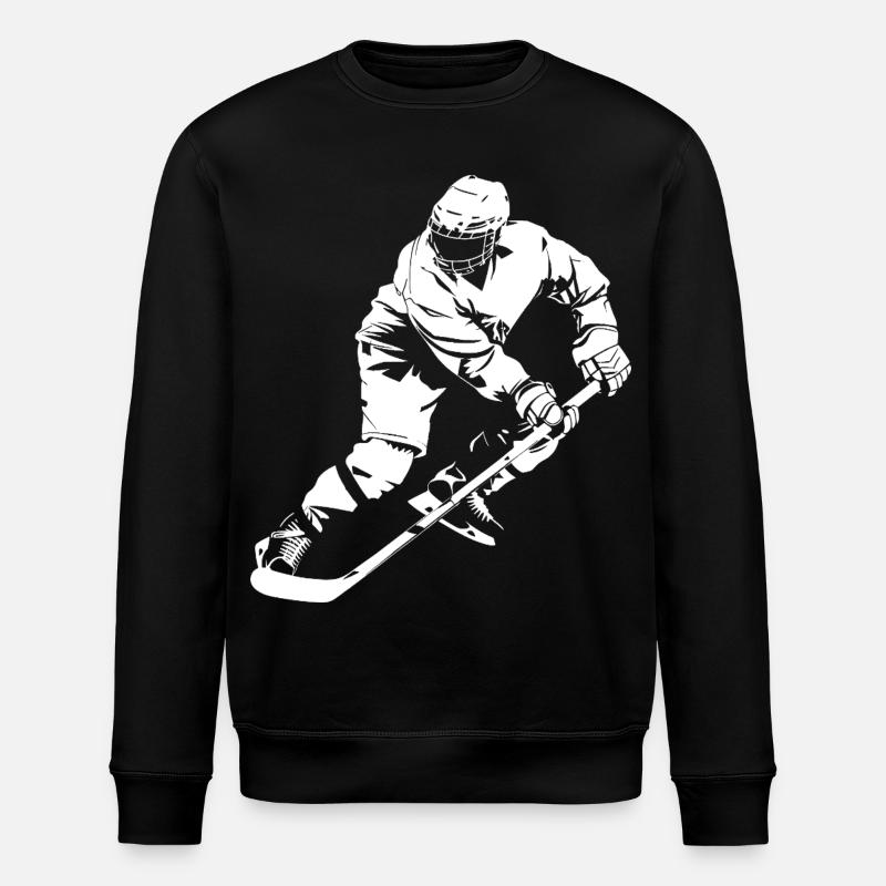 Eishockeyspieler Zeichnung - Stanley/Stella Unisex Bio-Sweatshirt ROLLER - Schwarz