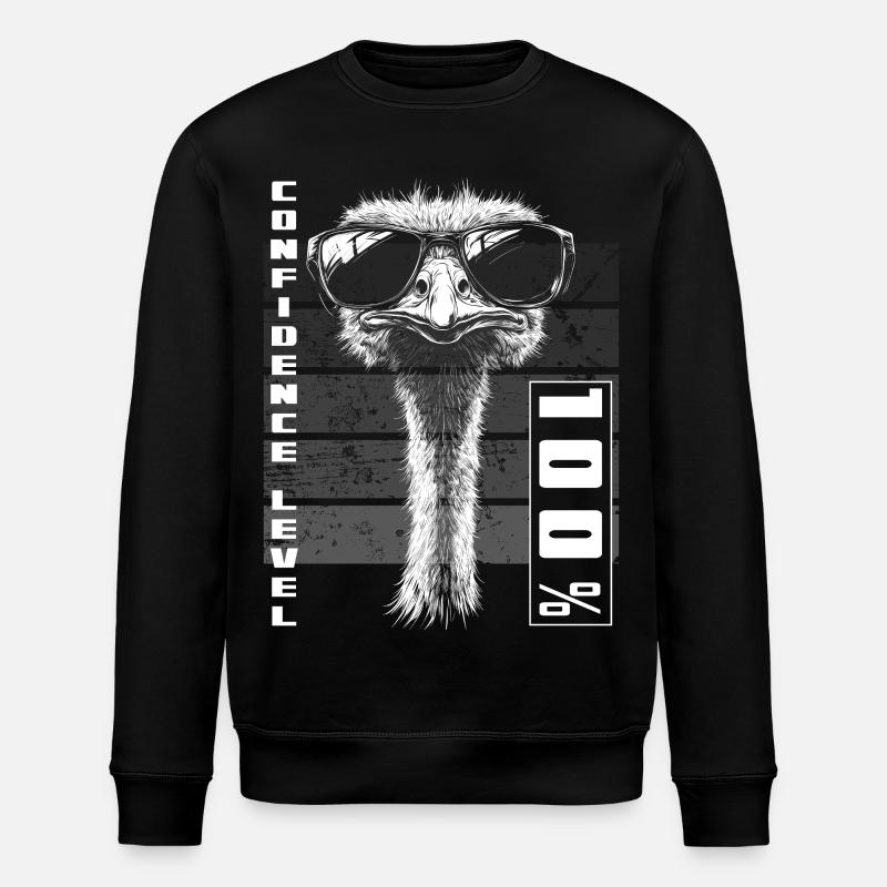 Vogel Strauß Sonnenbrille Selbstbewusst Geschenk - Stanley/Stella Unisex Bio-Sweatshirt ROLLER - Schwarz