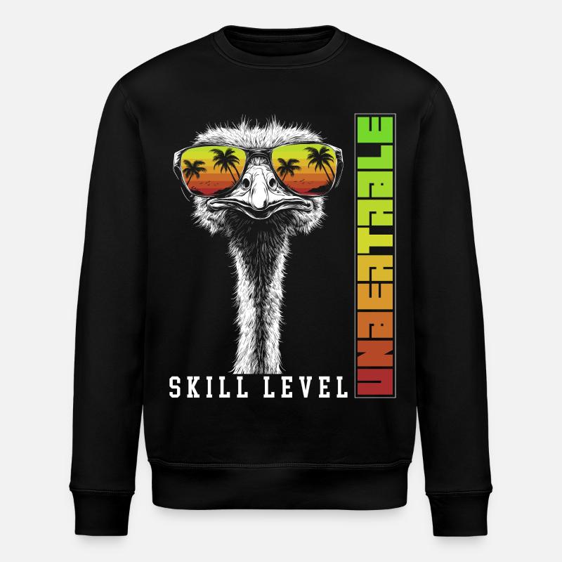 Unbeatable Ostrich Sunglasses Bird Gift - Stanley/Stella ROLLER Unisex Organic Sweatshirt - black