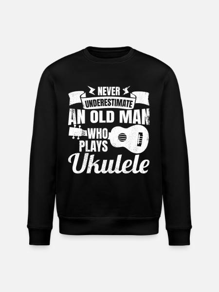 Never underestimate old ukulele players - Stanley/Stella ROLLER Unisex Organic Sweatshirt - black