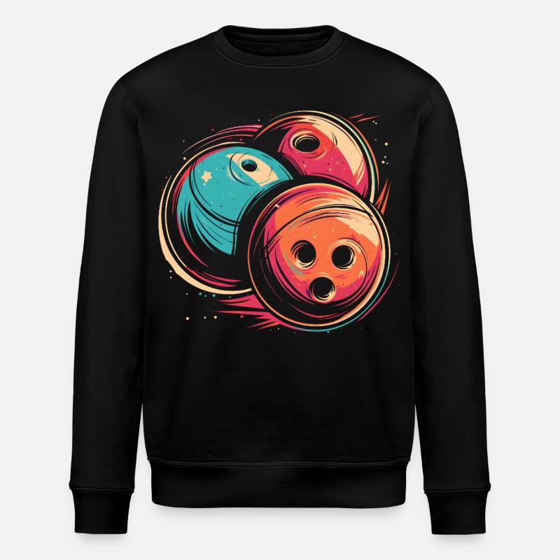 Bowling Balls Synthwave - Stanley/Stella ROLLER Unisex Organic Sweatshirt - black