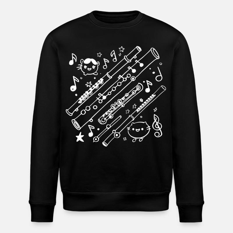 Flöte Cartoon Look - Stanley/Stella Unisex Bio-Sweatshirt ROLLER - Schwarz